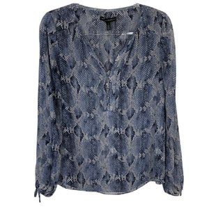 Sexy White House Black Market Blue Snakeskin Snake Skin Blouse Size Small 4 - 6